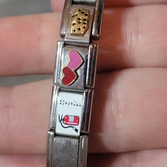 Vintage Y2K Italian Charm Bracelet 10 Charms 17 links Zoppini - Picture 5 of 10